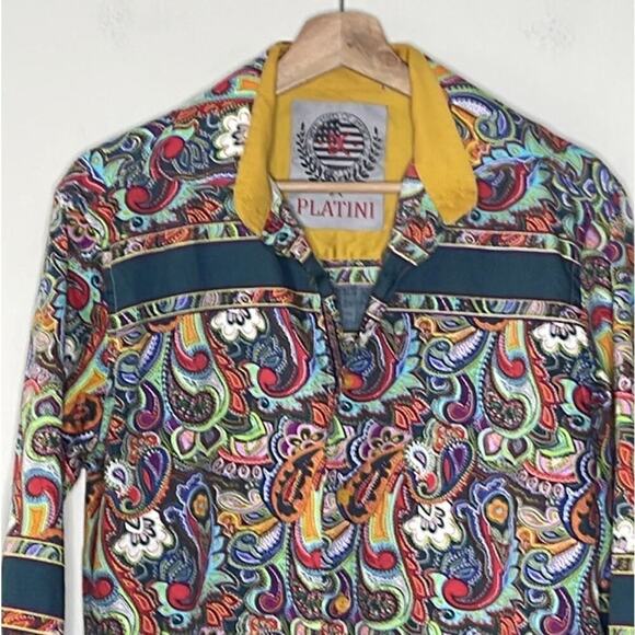 PLATINI  MULTICOLOR‎ PAISLEY PRINT  MEN'S SHIRT SIZE M - Picture 3 of 7